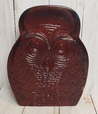 Retro Blenko Joel Myers Dark Amber Glass Owl 7” Bookend Vintage MCM picture