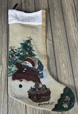 Sally Eckman Roberts Snowman Lighted Tapestry Christmas Stocking 23.50 New picture
