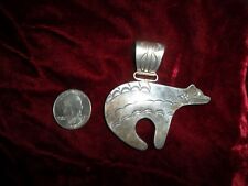 VTG Old Pawn M Begay Sterling Silver Navajo Native American Lg Bear Pendant 24g picture