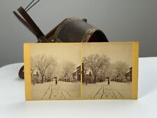 RARE Vintage Stereoview Photo - Man With Umbrella In Snow Storm New Hampshire picture