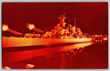 U.S.S. North Carolina Battleship Memorial Navy Military Ship Vintage Postcard picture