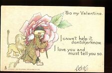 Valentine-Cupid with a lion-artist signed, E, Curtis-1908 picture