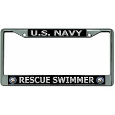 usn navy rescue swimmer seal logo military chrome license frame plate usa made picture