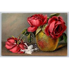 Postcard Floral Greeting Roses Vintage Early 1900s Embossed Divided Back picture