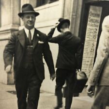 RPPC 1930s Business Man Suit Photo Postcard Street View Sidewalk Grand Opening picture