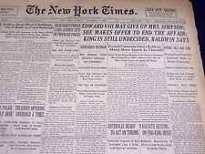 1936 DEC 8 NEW YORK TIMES - EDWARD VIII MAY GIVE UP MRS. SIMPSON - NT 2139 picture