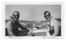 Vintage Picture of 2 Women In A Boat Black & White Boating Photography picture