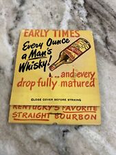 Vintage Jumbo Advertising Match Book Early Times Kentucky Bourbon Whiskey picture