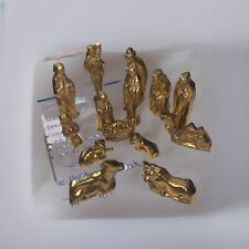 Vintage Small Metal Brass Colored Nativity Set 14 Piece /Tallest Is 2 1/2 In picture