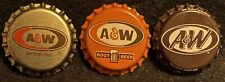 3 A & W Root Beer Soda Uncrimped Bottle Cap Lapel Pins picture
