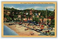 c1940's Crescent Avenue And Beach Avalon Santa Catalina California CA Postcard picture