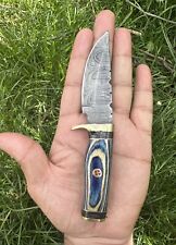 USA CUSTOM HANDMADE DAMASCUS STEEL HUNTING SKINNING KNIFE PAKKA WOOD HANDLE picture