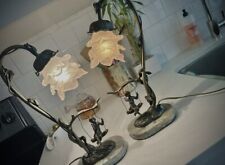 Two Piece Vintage Whimsical/Faircore Marble/Bronze Fairy Cherub On Swing picture
