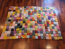 Vintage 70's Rainbow Puffed Patchwork Quilt 76.5