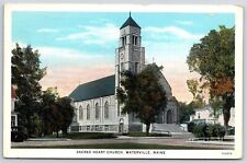1943 Sacred Heart Church Waterville Maine ME Grounds & Building Posted Postcard picture