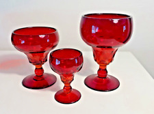 Set of 3 Ruby Fenton Georgian Depression Glass- Water Goblet, Champagne, Cordial picture
