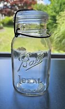 Vintage BALL Ideal Quart Canning Jars with Wire Bale & Glass Lid picture