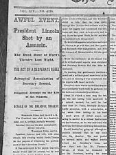 Lincoln Assassination Newspaper New York Times    April 15th 1865 picture