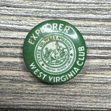 Vintage Claude Linger Explorer West Virginia Club Round Pin Button Green 1” picture