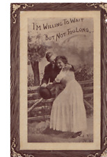 Vintage I'm Willing To Wait Postcard Logo 2 capital A's in a circle Embossed A11 picture