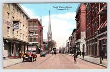 Antique Cars Horse Trolley North Warren Street Trenton New Jersey Postcard AF410 picture