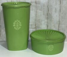 VTG Tupperware Servalier Canisters / Containers ~ 1222 & 1204 ~ Green ~ Lot of 2 picture