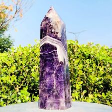 4.56LB Natural Dream Amethyst obelisk Crystal Energy column Reiki healing picture