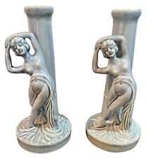 RARE Yankoware 1930’s-40’s Vintage Matching Pair Of Women Vases / Candleholders picture