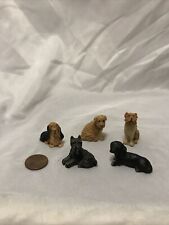 5 tiny resin dogs, 1.25”, Basset Hound, Shar Pei, Boxer, Schnauzer & Dachshund picture