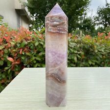 2.8LB 9.8'' Natural Amethyst Agate Obelisk Crystal Healing Point Decor Quartz picture