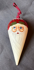 Reverse Hand Painted ART Blown Glass Christmas Ornament Santa Claus Icicle Shape picture