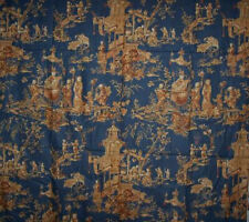 PRIVATE SALE  Blue & Gold Chinoiserie Multi Purpose Decorating Fabric picture