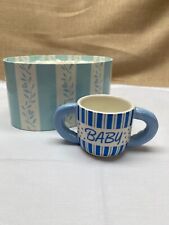 Vintage Mudd Pie, Inc. Two Handled Baby Cup Ceramic Newborn Gifts picture