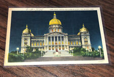 Vintage Postcard Des Moines Iowa State Capitol by Night 1938 Linen White Border picture