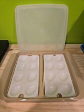 VINTAGE Tupperware Deviled Egg Carrier Container w/2 Trays& Lid #723-1 picture