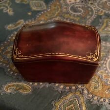 Vintage Leather 2 Deck Playing Card Holder made in Italy 1950s picture