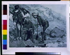 Miners prospecting,mules,gold mining,panning,industry,donkey,F Remington,c1880 picture
