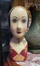 Vintage Hand Painted Millinery Plaster Head- Mme Rosa French Display HATS picture