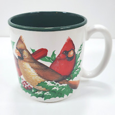 Vtg Potpourri Designs Winter Cardinals Coffee Mug Bird Holly Berries Snow 1994 picture
