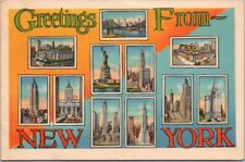 1939 New York City Multi-View Greetings Postcard 10 Scenes / Manhattan PC Linen picture