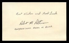 Robert M. Patterson signed autograph 3x5 card Medal of Honor Vietnam Army BAS picture
