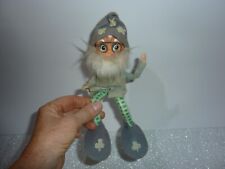 Darling Rare Vintage Pixie Elf Plastic Felt Doll Leprechaun St Patricks Day 8