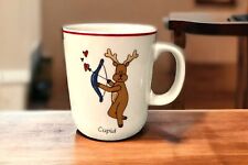 LTD Commodities Santa’s Reindeer Cupid Mug White  W/Stars Red Trim picture