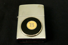 Ca. 1994 Raised High-Relief 8 Eight Ball Zippo Lighter Good Snap Stainless Steel picture