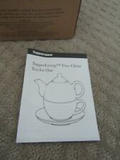 Tupperware TupperLiving Fine China Tea for One Teapot Cup + Saucer Set White New picture