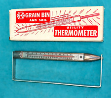 Vtg No. 9 Grain Bin Soil Thermometer Aluminum Metal back Merlan Field Seeds box picture