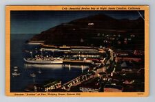 Santa Catalina CA-California, Avalon Bay At Night, Antique, Vintage Postcard picture