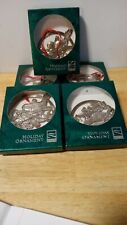 5 Lunt silver plated ornaments.  Our first Christmas 2000 .  two lovebirds.  picture