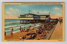 Galveston TX-Texas, Enjoying The Bathing In The Gulf Vintage Souvenir Postcard picture