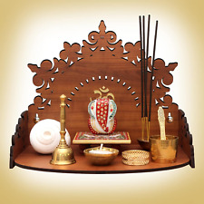Brown Wooden Pooja Stand for Home/Office (9.85X12X8.75 Inches, Engineered Wood) picture